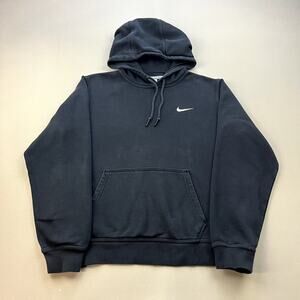 Nike Hoodie Sweatshirt Mens Small Black Mini Swoosh Sportswear Athletic Pullover